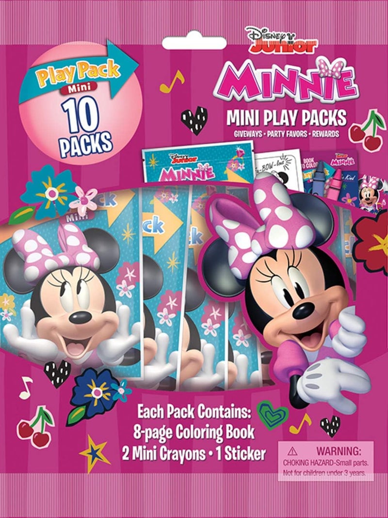 Bendon Minnie Mouse Play Packs | Disney Minnie Mouse Party Favors | Mini Coloring Book, 2 Mini Crayons, and a Sticker |10-Pack | Officially Licensed - Image 1